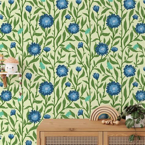 Get Spring Trellis Blue Bloom Wallpaper – Refresh Your Walls