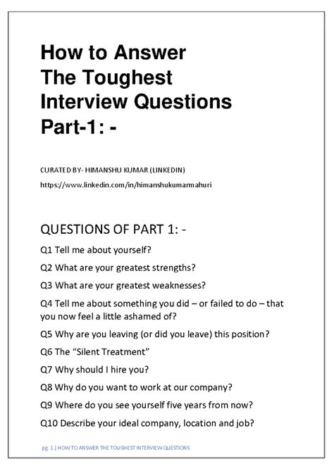 HR-Question: Commonly Asked Interview Questions & Answers Guide - Studocu