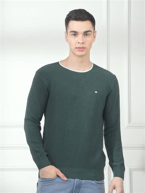 COBB GREEN SELF-DESIGN ROUND NECK SWEATER – Cobbitalyofficial