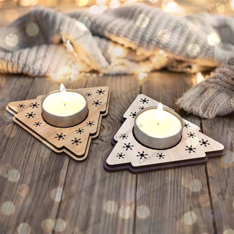 Christmas Tree Candlestick Laser Cut Svg File Glowforge Christmas ...