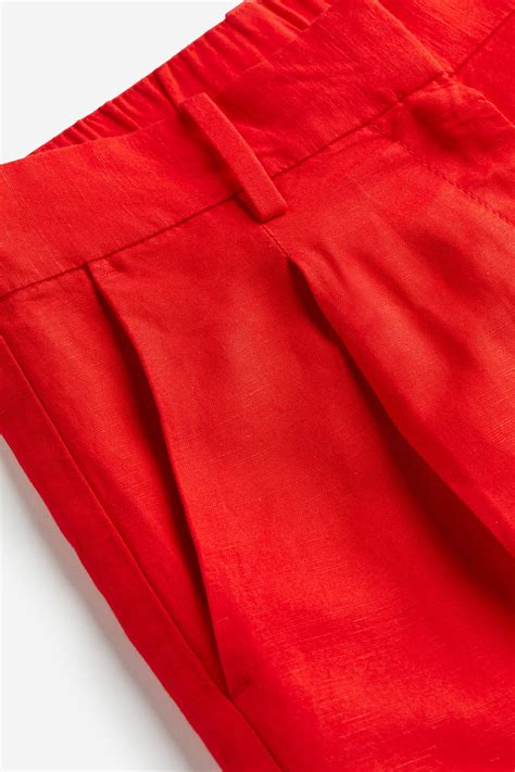Women's Bright red Linen-blend shorts | H&M IN