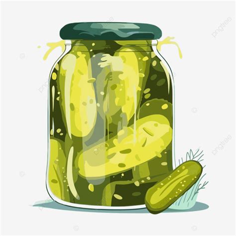Dill Pickle Clipart Pickles In A Jar Illustration Cartoon Vector, Dill ...