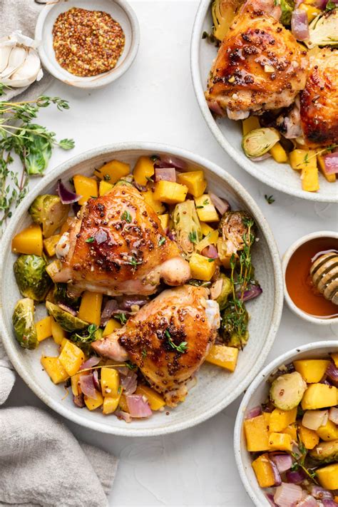 Sheet Pan Honey Mustard Chicken Thighs - All the Healthy Things