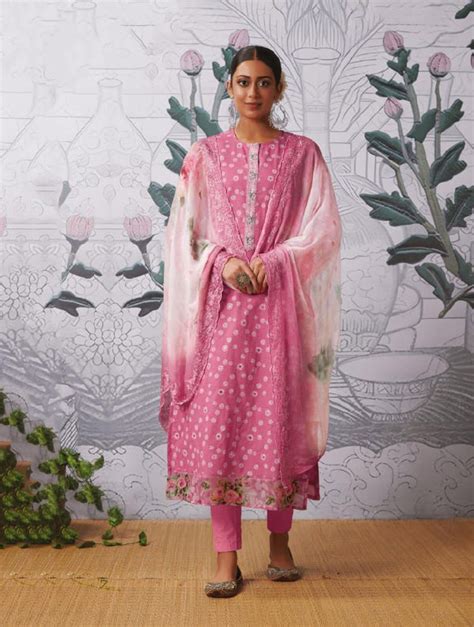 Pink Pure Cotton Lawn Unstitched Suit Dress Material for Women – Stilento
