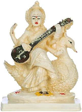 Buy SEVLIYA Traders Marble Dust Saraswati Idol for Home Puja I Veena I ...