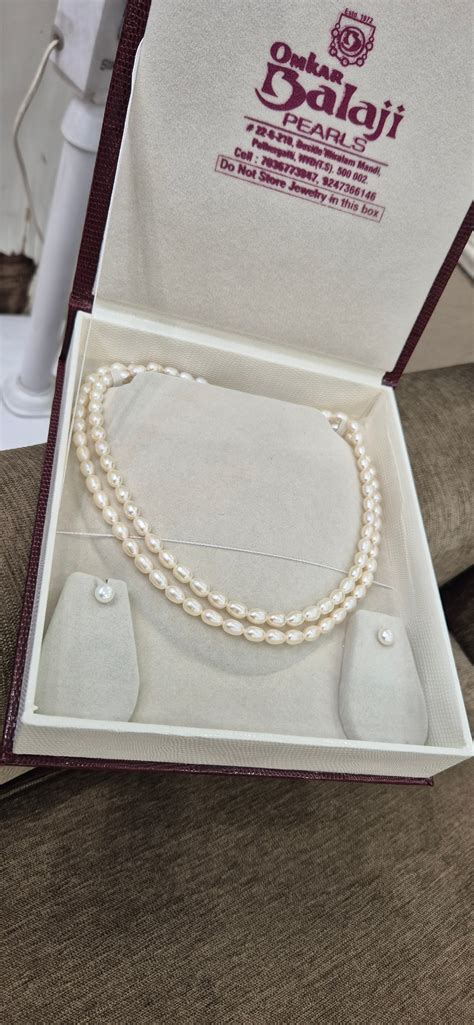 2 Layer Royal Oval Pearls Sets with studs – Omkar Balaji Pearls
