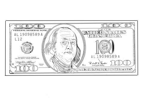 100 Dollar Bill Drawing