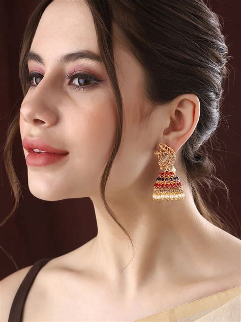 Priyaasi Crafted Peacock Jhumkas