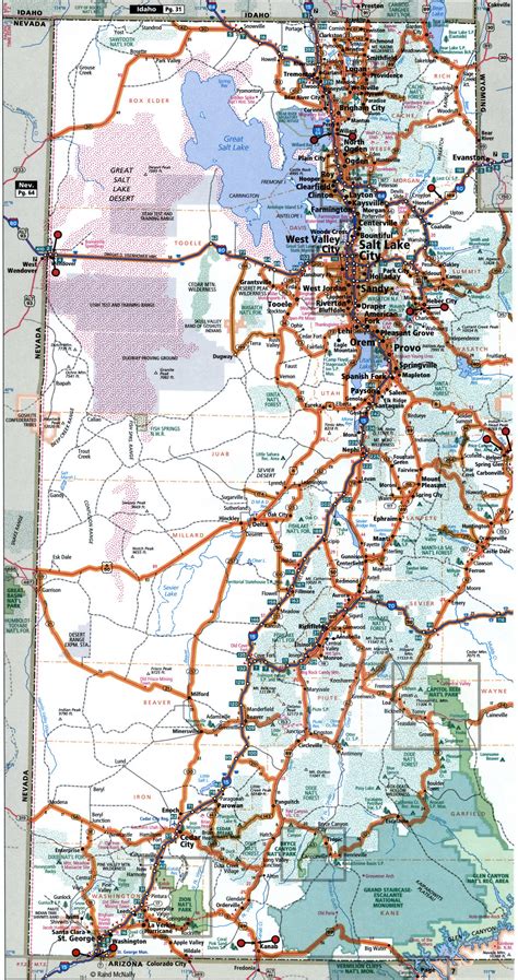 Utah state highway map with truck routes roads map trucker drivers - usa