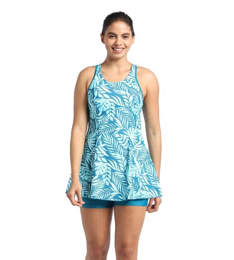 Buy Speedo All Over Printed Swimdress Essential With Boyleg Peacock ...