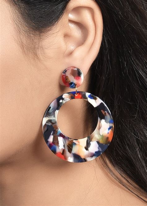 Get Multicoloured Textured Circular Drop Earrings at ₹ 630 | LBB Shop