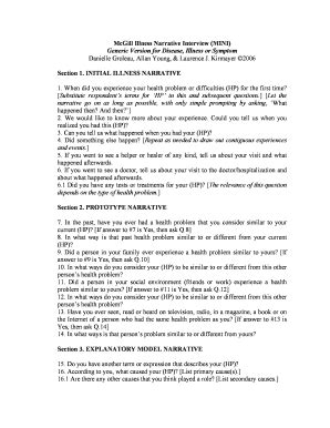 Fillable Online McGill Illness Narrative Interview (MINI) Fax Email ...