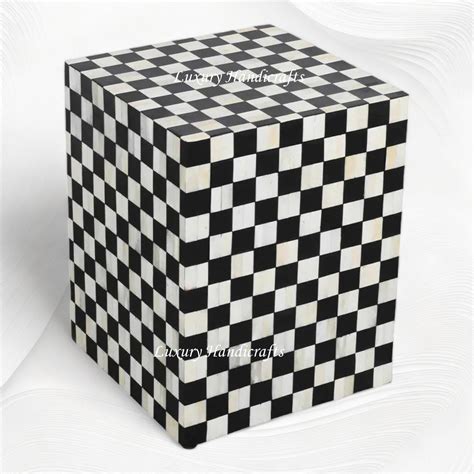 Bone Inlay Checkerboard Bedside Black – luxuryhandicrafts.in
