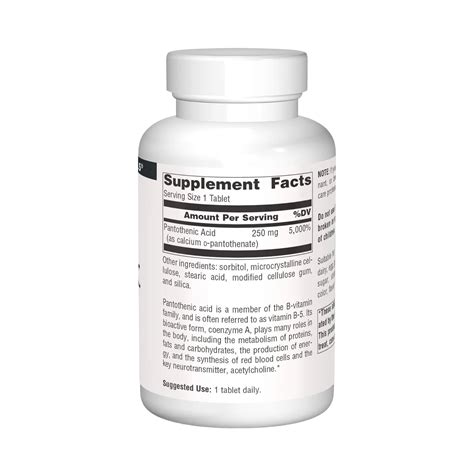 Source Naturals, Pantothenic Acid, 250 Mg, 250 Tablets – Maple Herbs