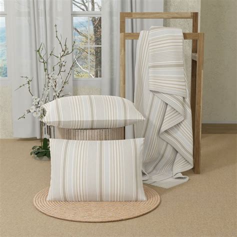 Buy COLOR SENSE Serenity Cotton 200TC Stripes 3Pcs Queen Bedsheet Set ...