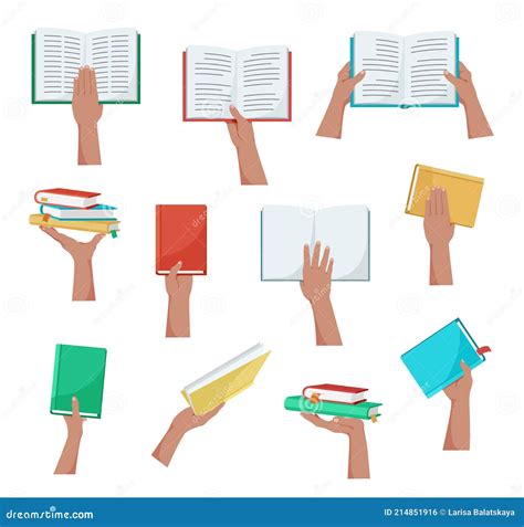 Hand Holding Book. Colorful Set of Hands with Books. Vector Stock ...