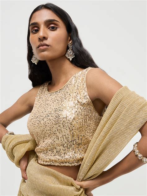 Buy Vark Gold Sequin-Detailed Blouse from Westside