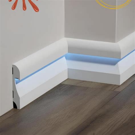 11.5cm x 240cm Polimer Lake Beyaz Ledli Süpürgelik Salon Ev Ofis ...