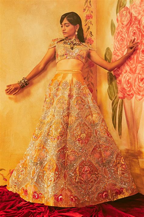 Buy Melina Copper Tissue Lehenga Set Online | Aisha Rao