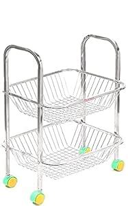 Buy Olrada Stainless Steel 2 Tier Fruit, Vegetable Trolley Basket ...
