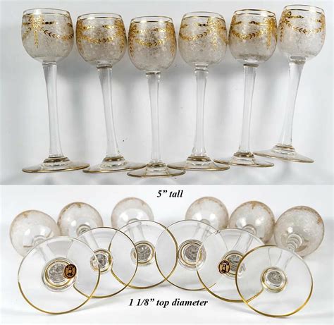 Antique French Aperitif, Liqueur Service, St. Louis, Engraved & Gold E ...