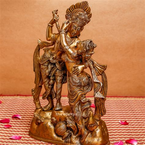 Traditional Brass Radha Krishna Idol for Home Worship – The Advitya