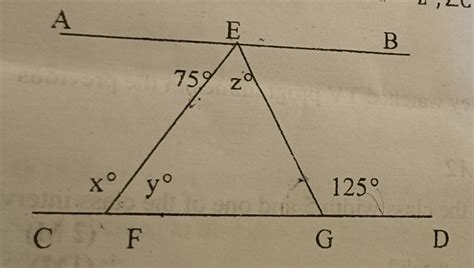 in the given figure, AB || CD , find the value of x,y and z if angle ...