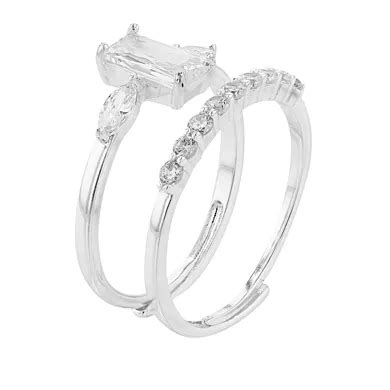 City Luxe Cubic Zirconia Ring Duo Set