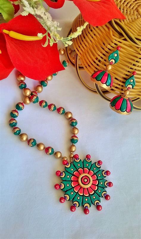 Round Flower Terracotta Jewellery Set – Fashionous