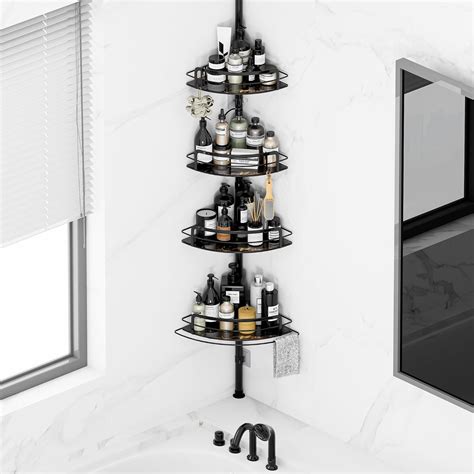 Amazon.com: Meoslss Corner Shower Caddy Tension Pole: 4 Tier Bathroom ...