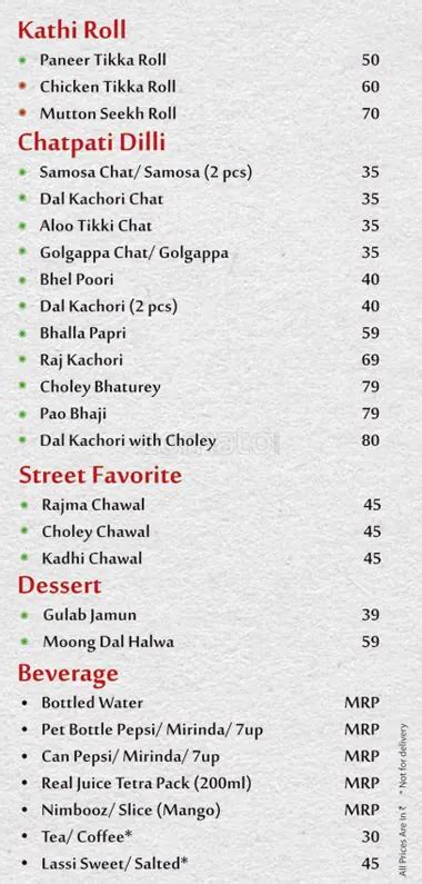 Menu at Street Foods of India, Gurugram, 3rd Floor
