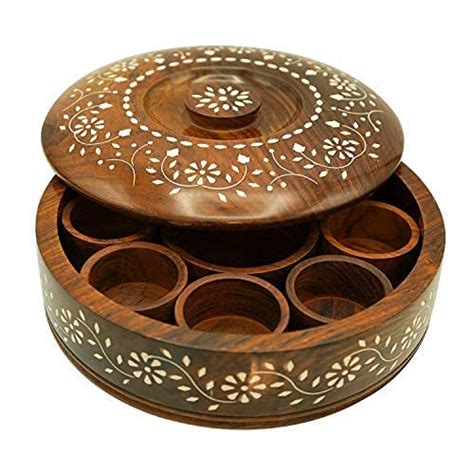 ARMAN ART & CRAFT Beautiful design Spice Box with Spoon in Sheesham ...