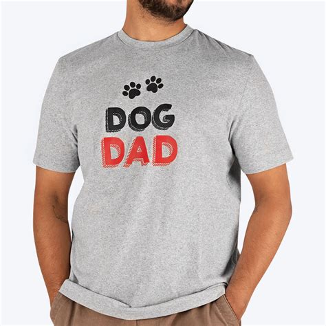 HUFT Twinning - Dog Dad T-Shirt For Humans - Grey with Black & Red Pri ...