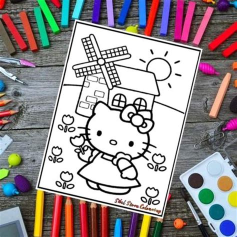 Jual Kertas Gambar Mewarnai/Colouring Anak Tema Hello Kitty - Kertas BC ...