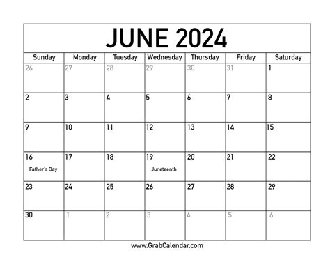 Calendar June 2024 With Holidays | Printable Calendar 2025