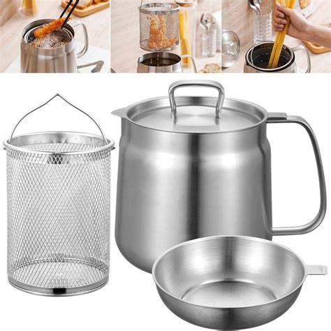 Amazon.com: 2 in 1 Oil Strainer Pot, 304 Stainless Steel 2L/68oz Bacon ...