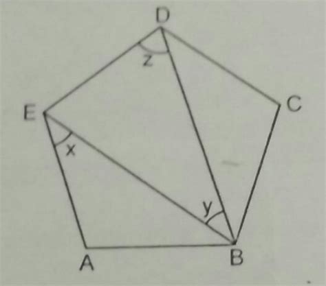 ABCDE is a regular pentagon in the shown figure find the value of x ,y ...