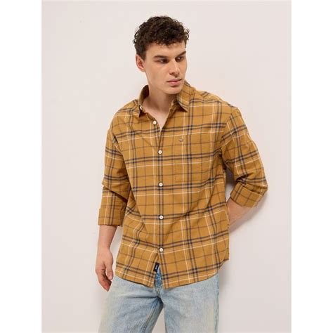 Buy THE BEAR HOUSE Men's Mustard Relaxed Fit Check Shirt Online