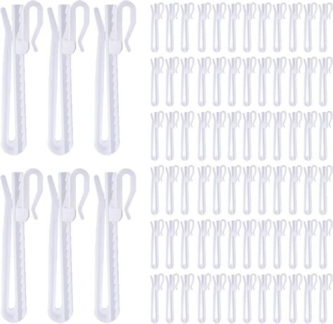 Amazon.com: 80 Pcs Plastic Curtain Hooks, Adjustable Pinch Pleat Hooks ...
