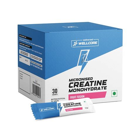 Wellcore Pure Micronised Creatine Powder (30 Sachet, Fruit Fusion) For ...