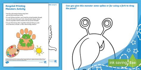 Recycled Printing Monsters Activity (teacher made) - Twinkl