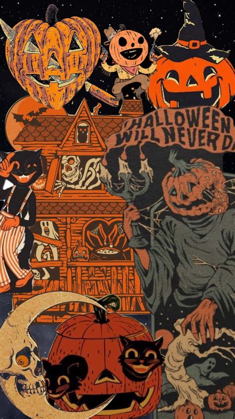 Download Retro Vintage Halloween Collage Wallpaper | Wallpapers.com