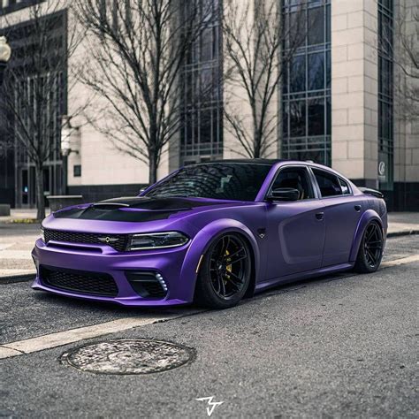 Purple Dodge Charger Hellcat Parked on Street
