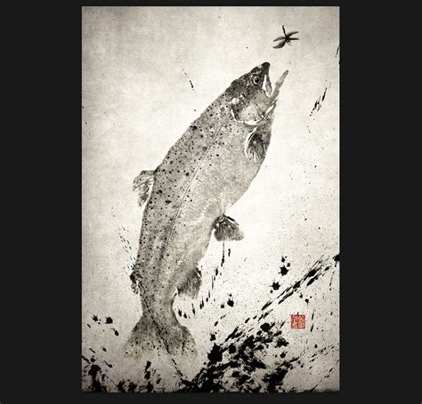 Patagonia Book Cover Art - Rainbow Trout Gyotaku Reproduction Print ...