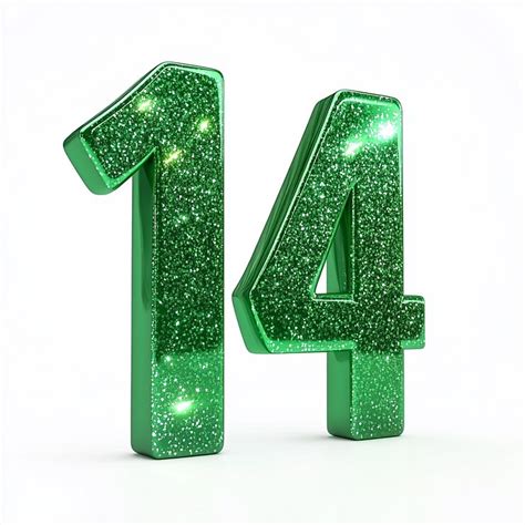 3d green number 14 isolated on white background | Premium AI-generated ...