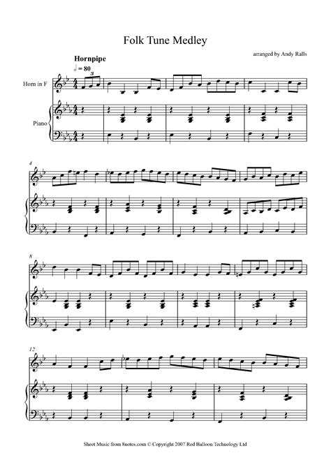Folk Song Medley for French Horn - Free Sheet music for French Horn ...