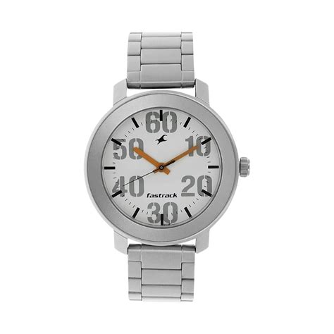 Fastrack Men Quartz Analog White Dial Stainless Steel Strap Watch for ...