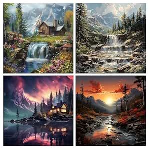 HASTHIP® 4pcs DIY Diamond Art Painting Kit 5D Diamond Art Painting Kit ...