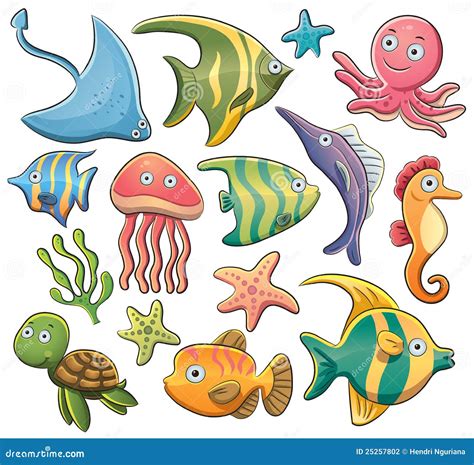 Sea Animals stock vector. Illustration of vector, colorful - 25257802
