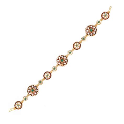 Ethnic Gold Plated Red color Kundan work Mathapatti Sheeshful for wome ...